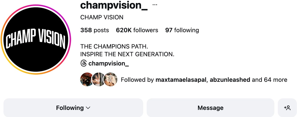 Champ Vision Instagram growth from 0 to 550K followers case study