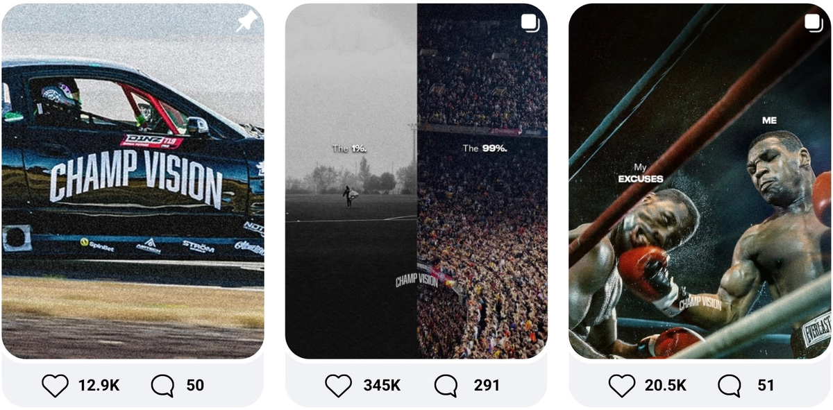 Champ Vision Instagram growth from 0 to 550K followers case study - Additional view