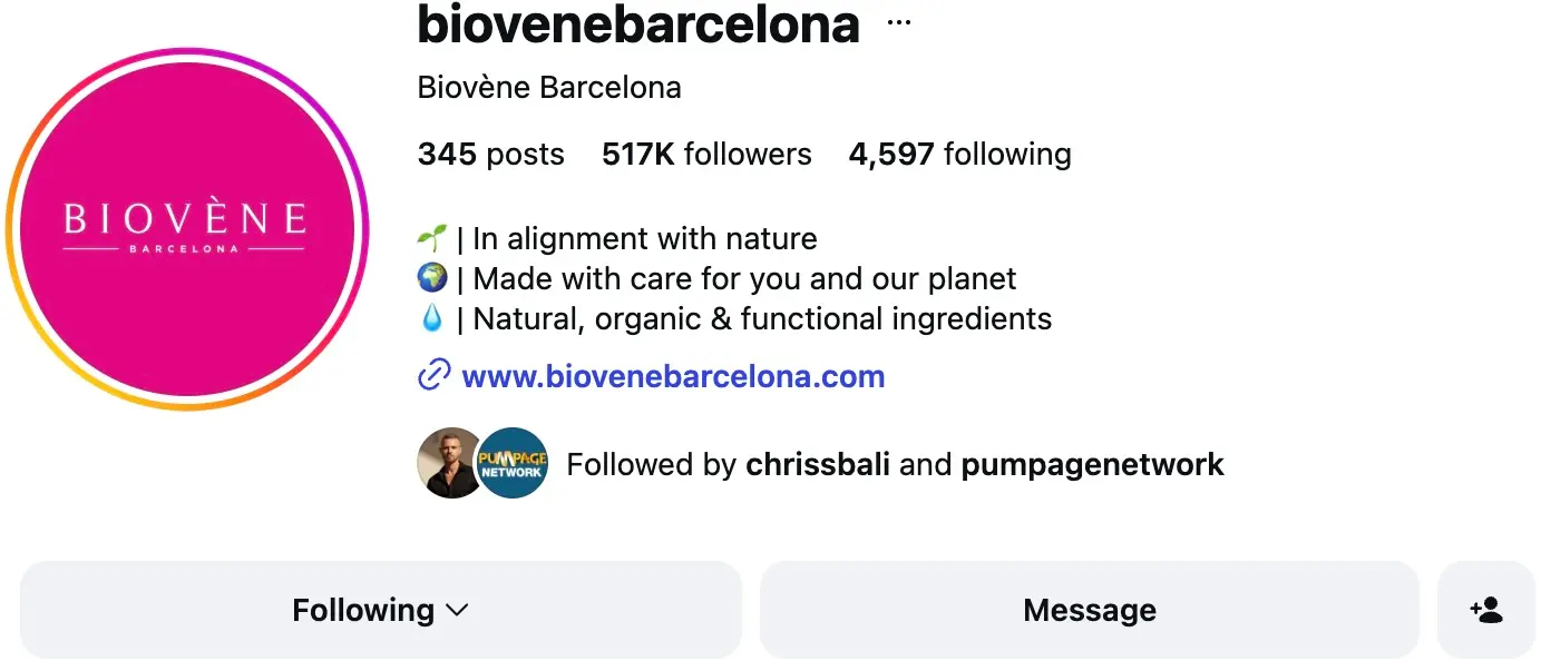 Biovene Instagram growth