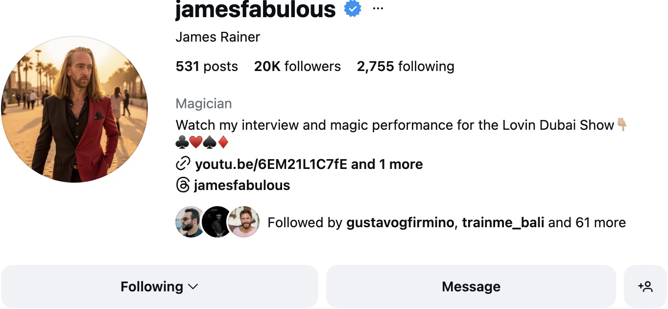 James Fabulous Instagram growth